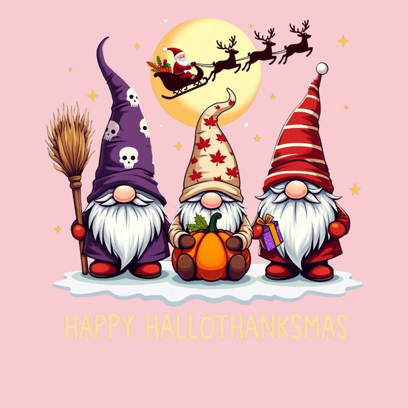 Happy Hallothanksmas Gnomes Celebration