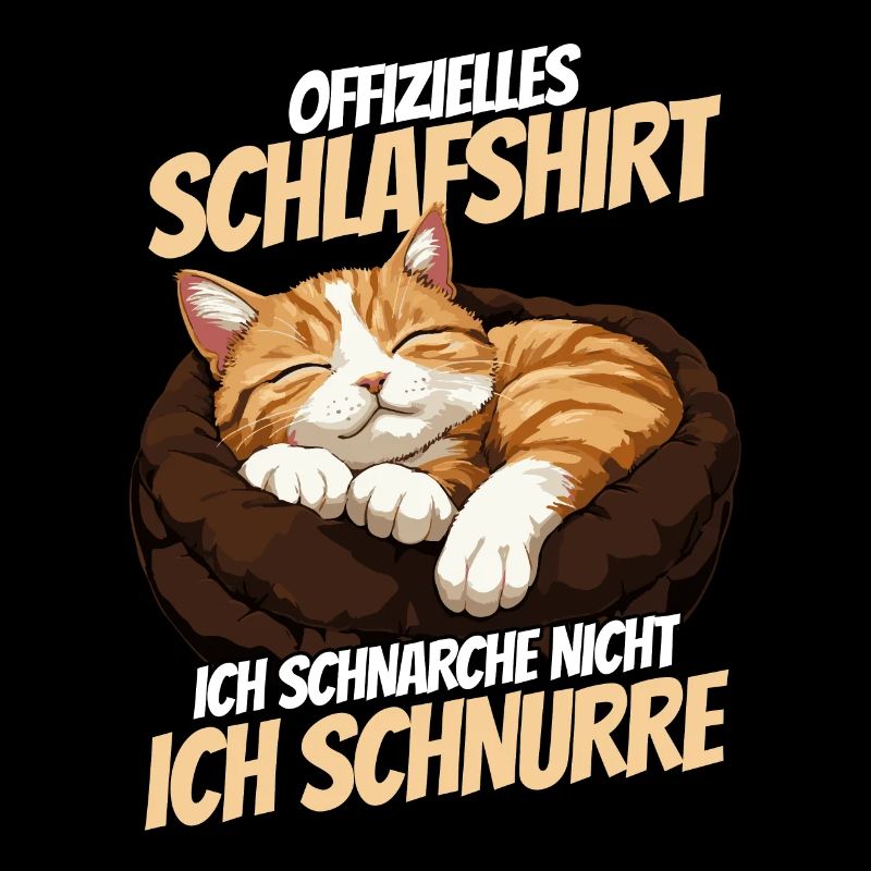 Offizielles Schlafshirt: Katze im Körbchen schläft
