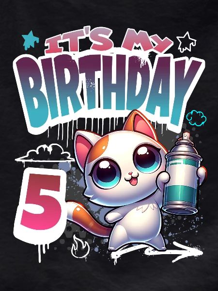 5th Birthday Cat Graffiti