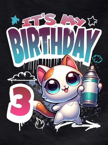 3rd Birthday Cat Graffiti