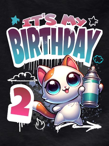 2nd Birthday Cat Graffiti