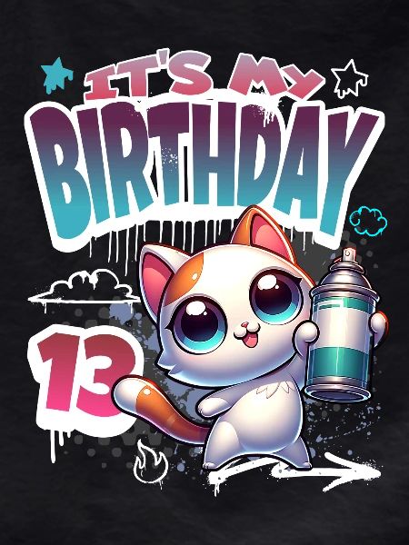 13th Birthday Cat Graffiti