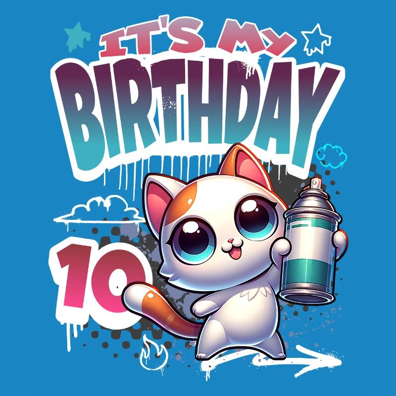 Graffiti de chat 10e anniversaire