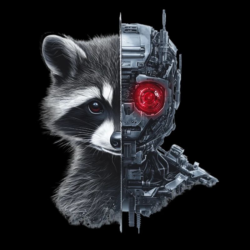 Lustige Roboter Tech Waschbär Cyborg Tier Raccoon