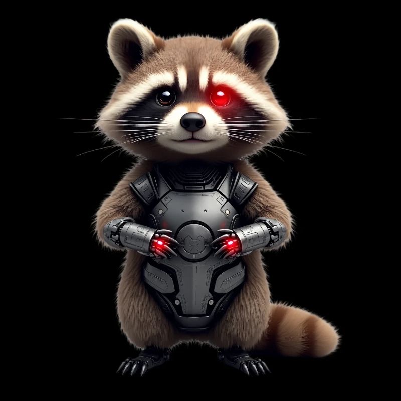 Lustige Roboter Tech Waschbär Cyborg Tier Raccoon