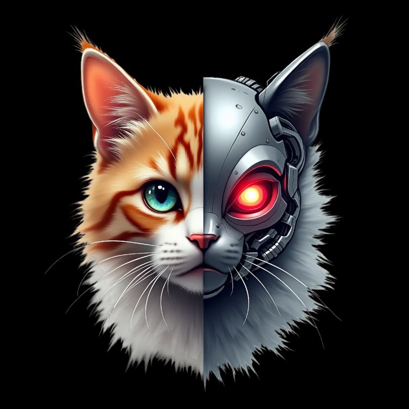 Lustige Roboter Katze Tech Katzen Cyborg Tier Cat