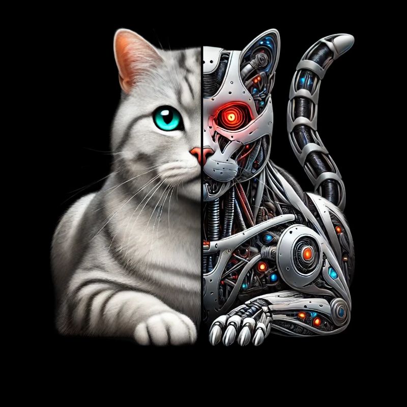 Drôle Robot Chat Tech Chats Cyborg Animal Chat