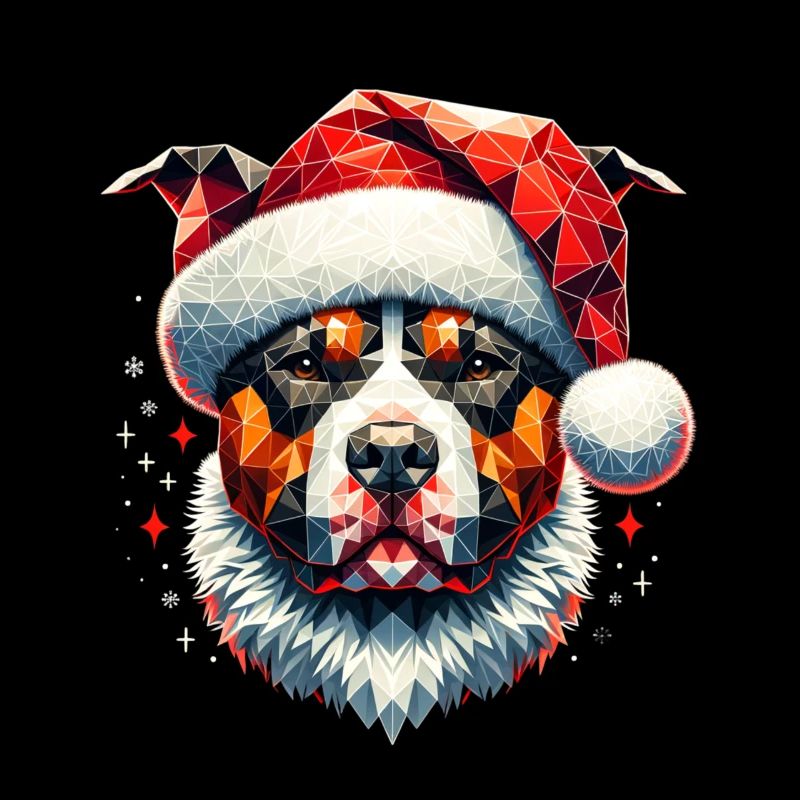 Polygon Design - Pitbull Hund mit Weihnachtsmütze