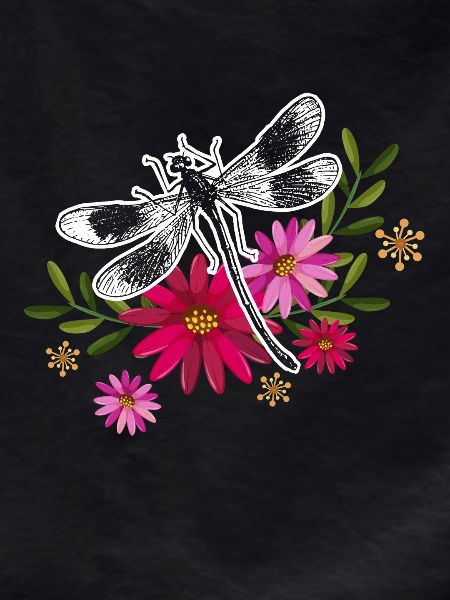 Dragonfly With Flowers
