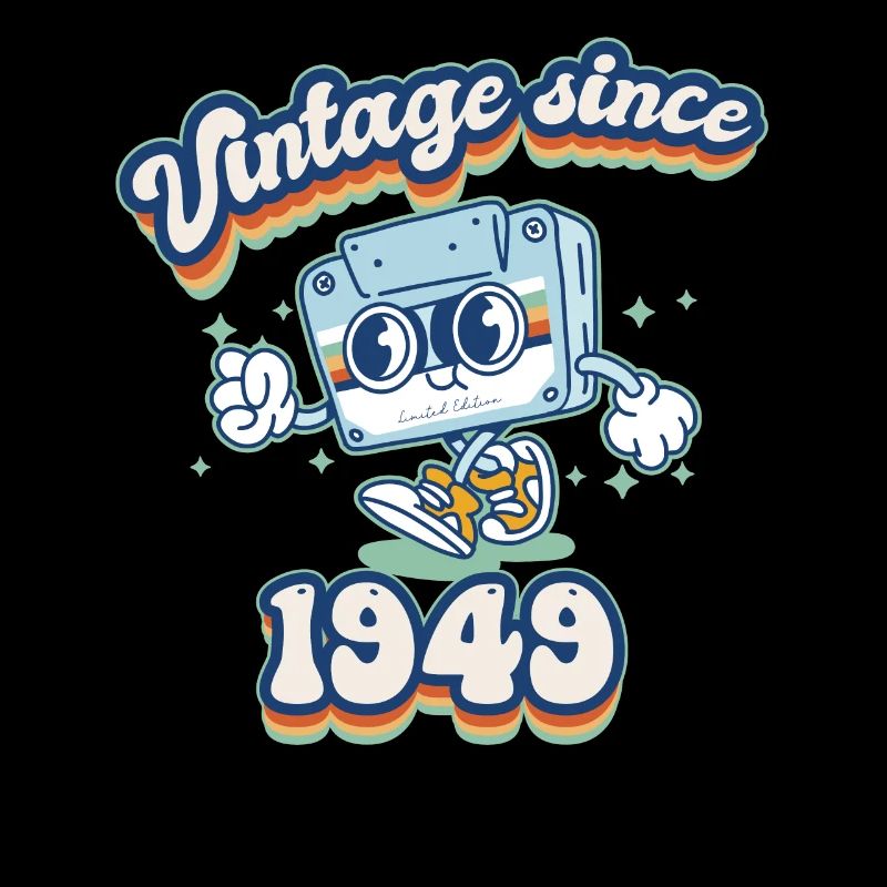 1949 Vintage Cassette Style Rétro 76e anniversaire