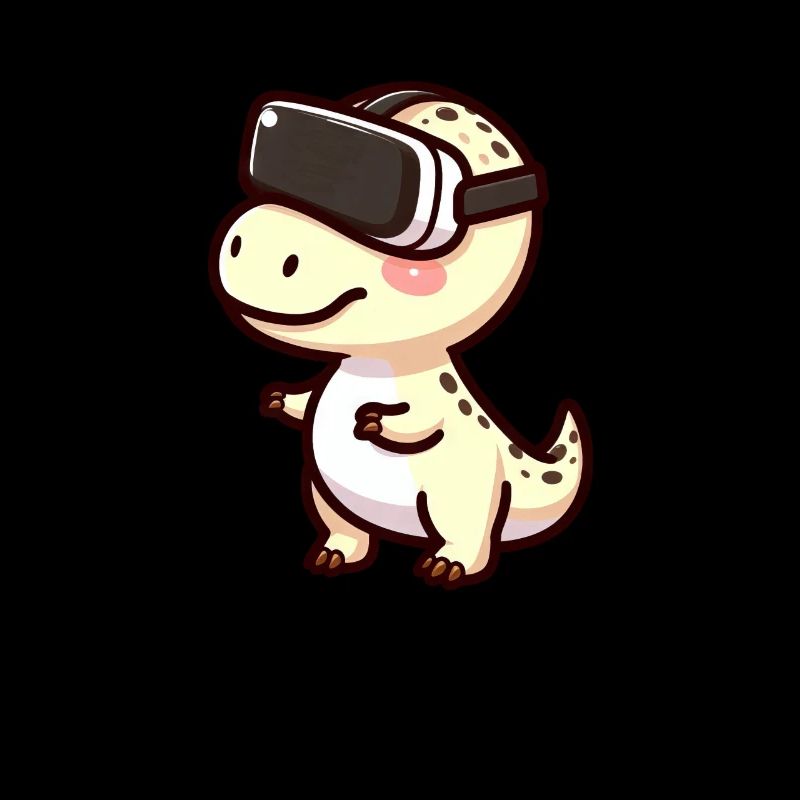 Mignon Dino T-Rex Réalité Virtuelle Gamer Dessin animé