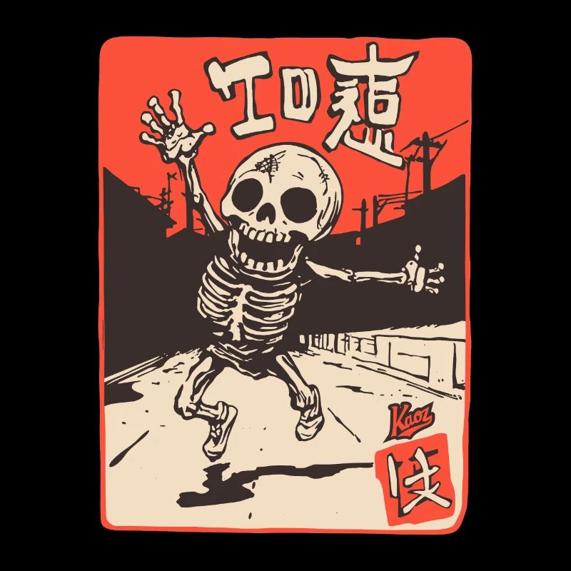 Japanese Edo Japan Retro Cartoon Skeleton