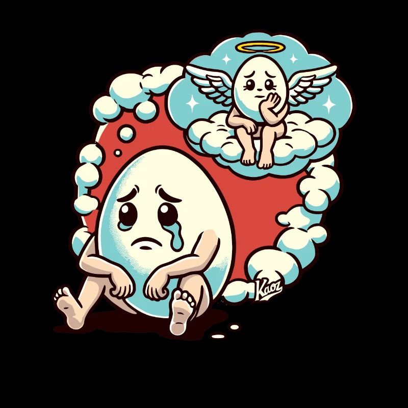 Sad egg imagines egg friend in heaven