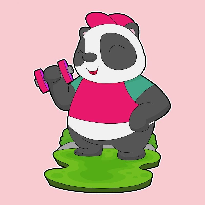 Panda Bodybuilder Musculation avec haltères