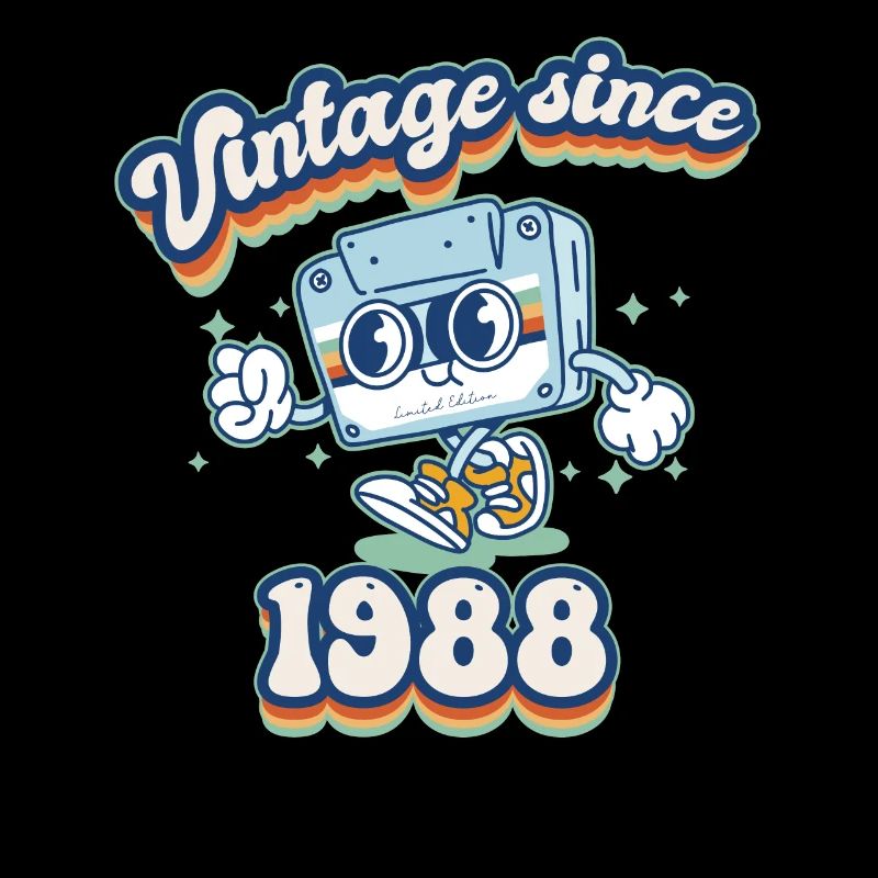 Vintage Since 1988 Cassette rétro 37e anniversaire
