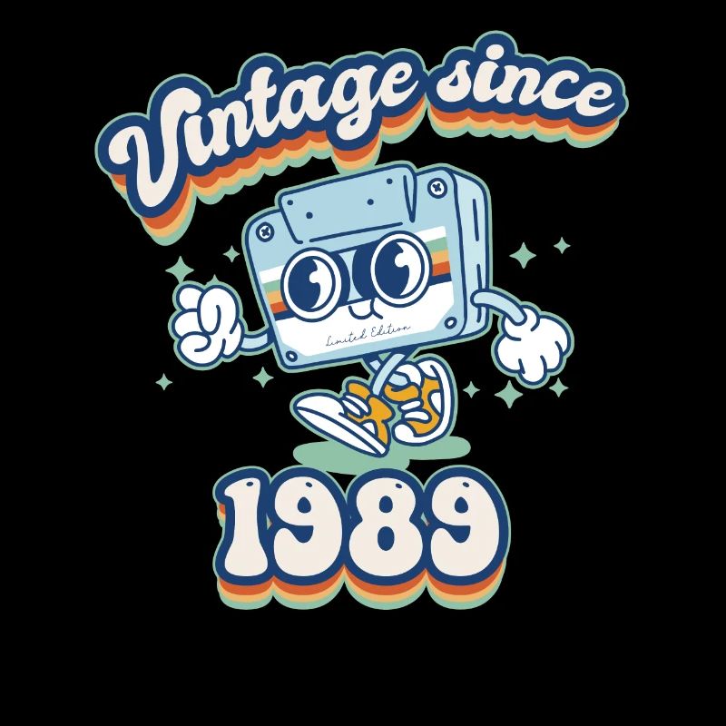 Vintage Since 1989 Cassette rétro 36e anniversaire