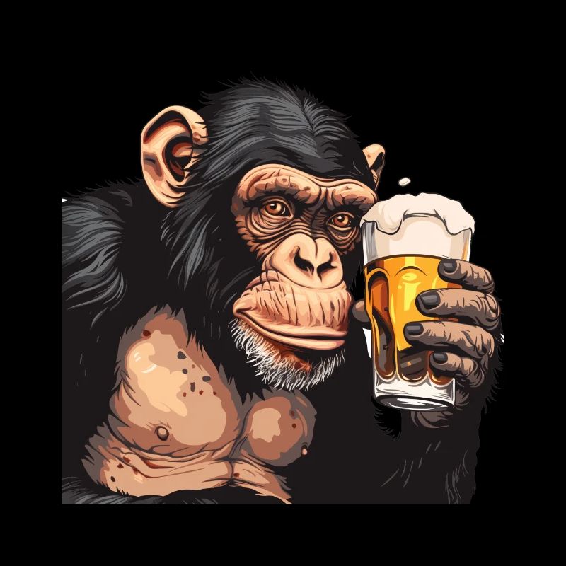 Cute Chimpanzee Drinking Beer 2