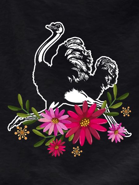 Ostrich With Flowers