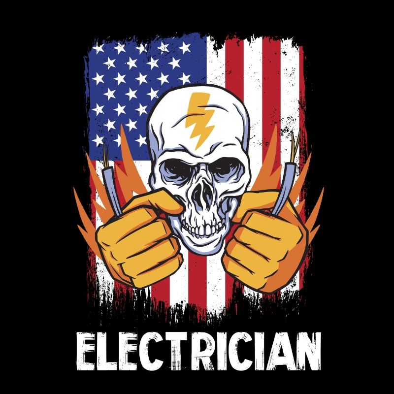 Elektriker Schädel USA Flagge