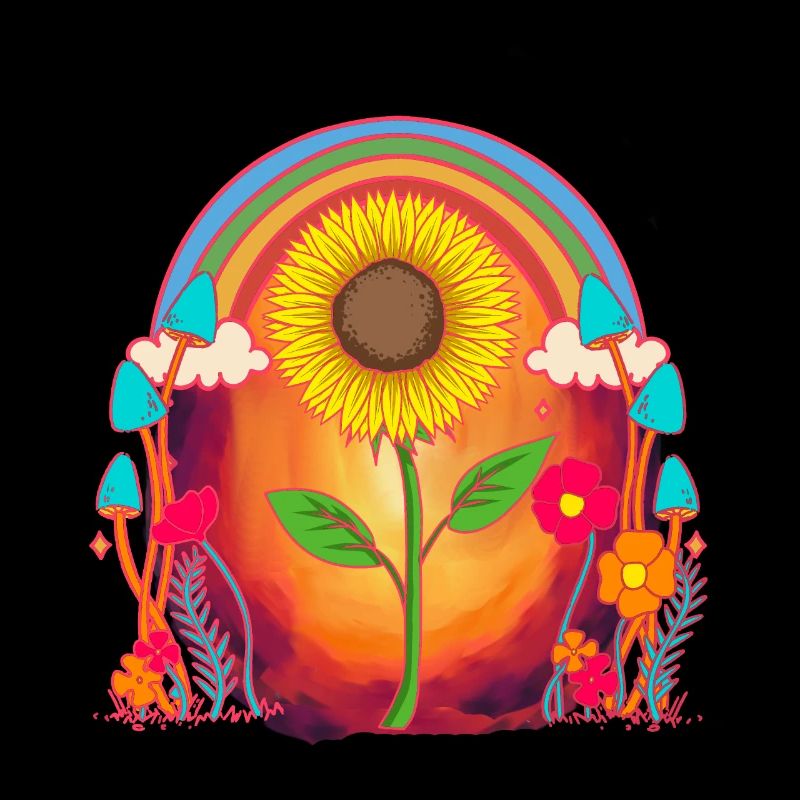 Rainbow Sun Sunflower Garden Summer Nature