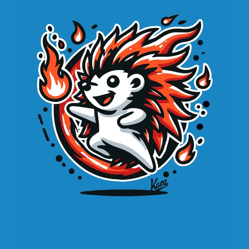 Hérisson chaud joyeux avec du feu