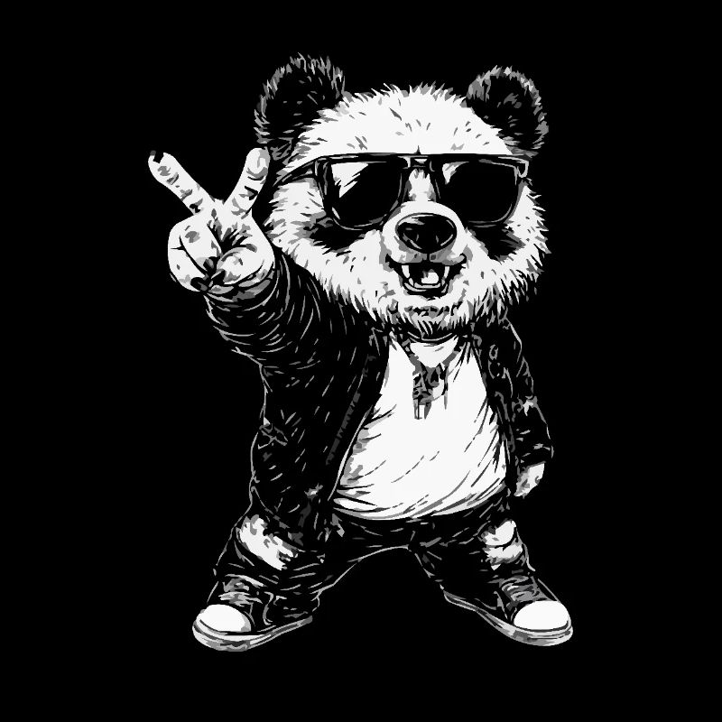 Cooler Panda Mit Sonnenbrille Und Peace-Zeichen