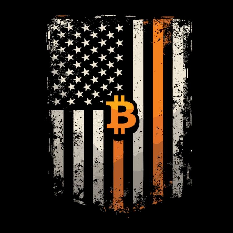 Motif Bitcoin - Design rustique avec drapeau américain