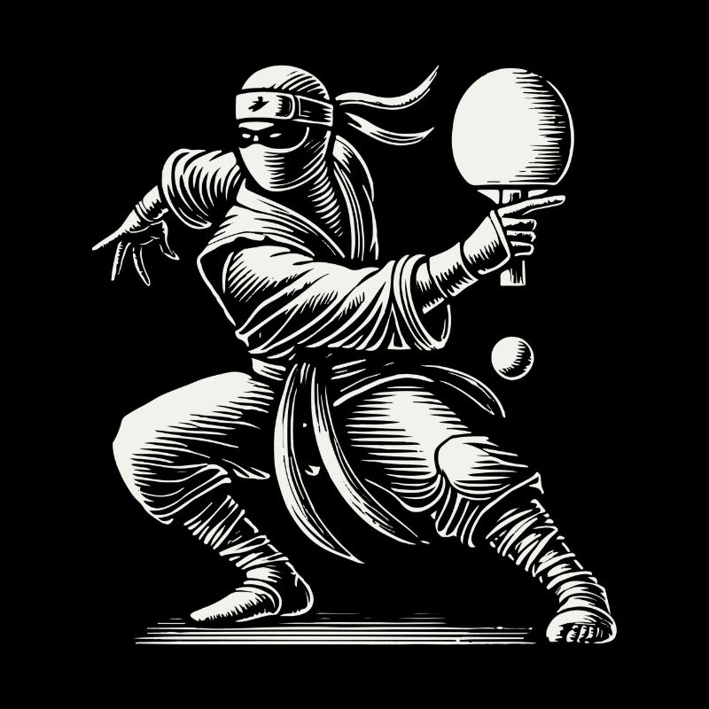 Ninja Table Tennis Master Funny Motif