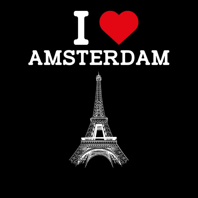 J’aime Amsterdam Heart Flag Netherland Tower Jeu de mots