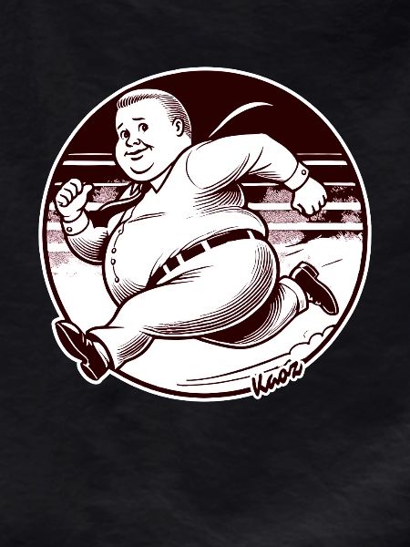 Chubby retro man running
