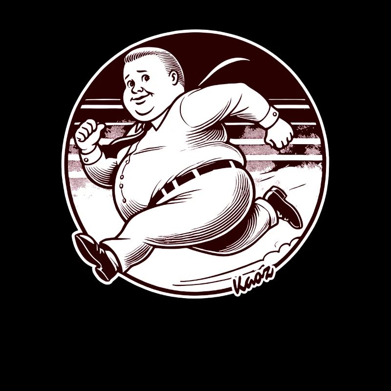 Chubby retro man running