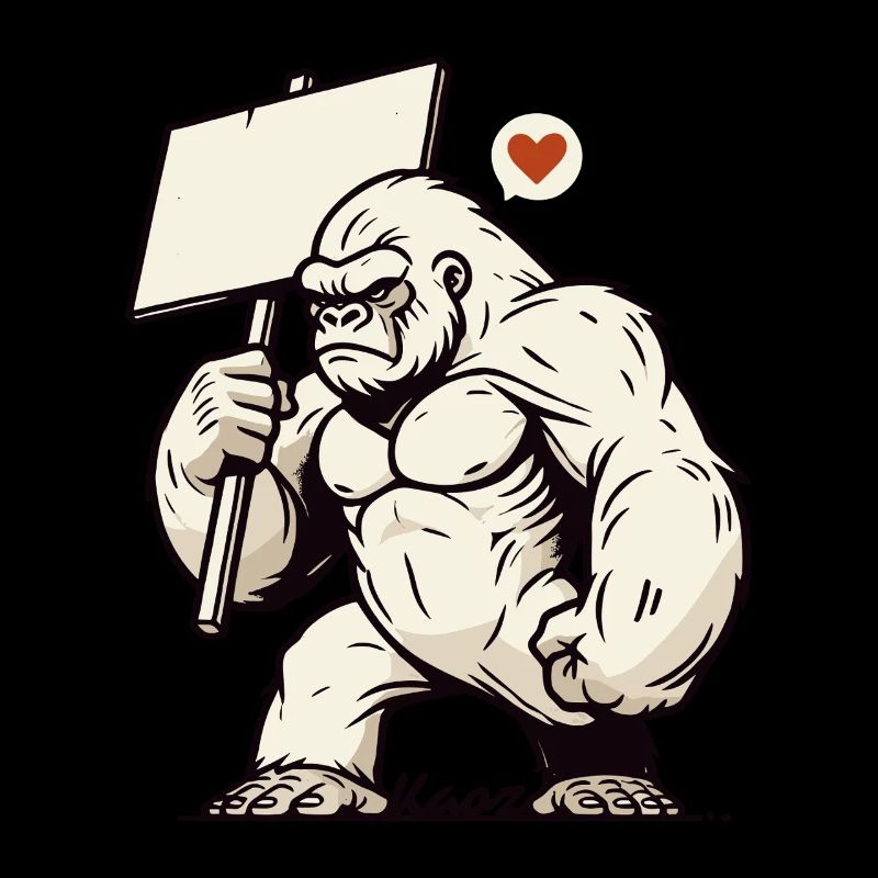 Wild gorilla, your text on a sign