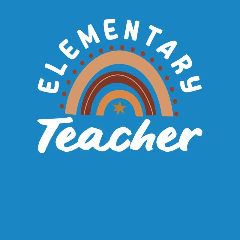 Elementary school teacher retro rainbow design