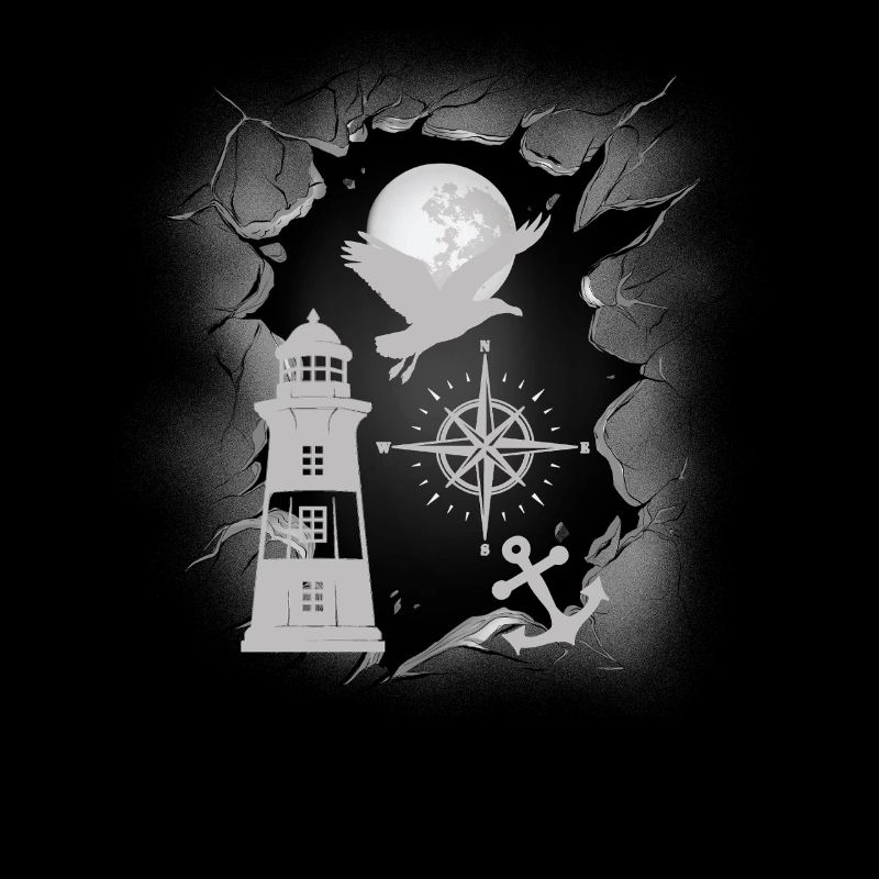 maritime, lighthouse, compass, anchor, seagull, seafaring