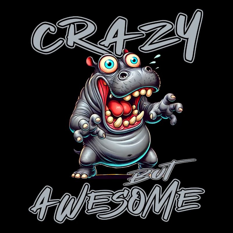 Crazy but Awesome Hippo Comic Style