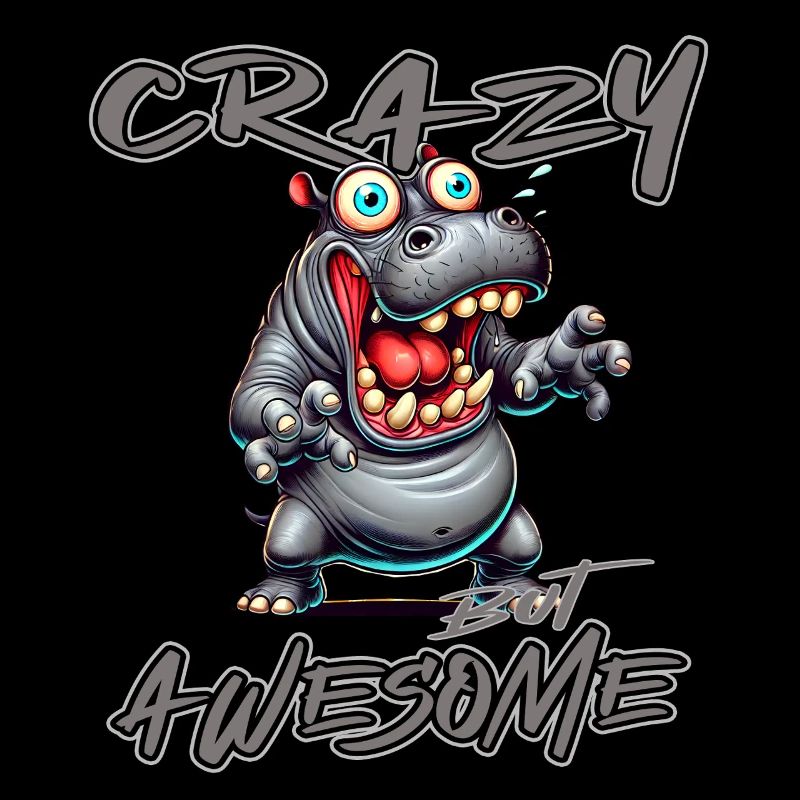 Crazy but Awesome Hippo Comic Style