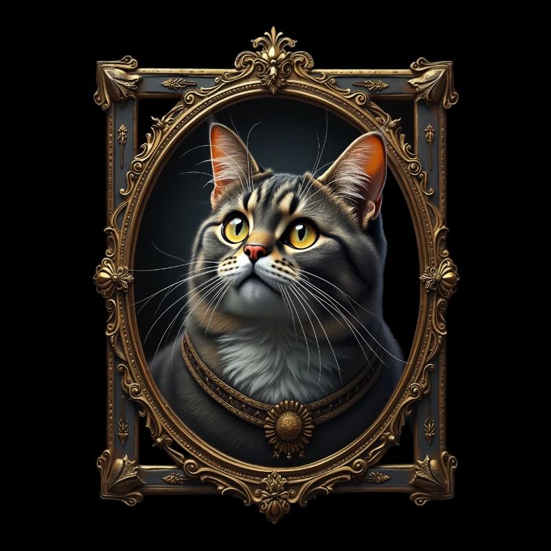 Medieval Cat in Picture Frame Art Crown