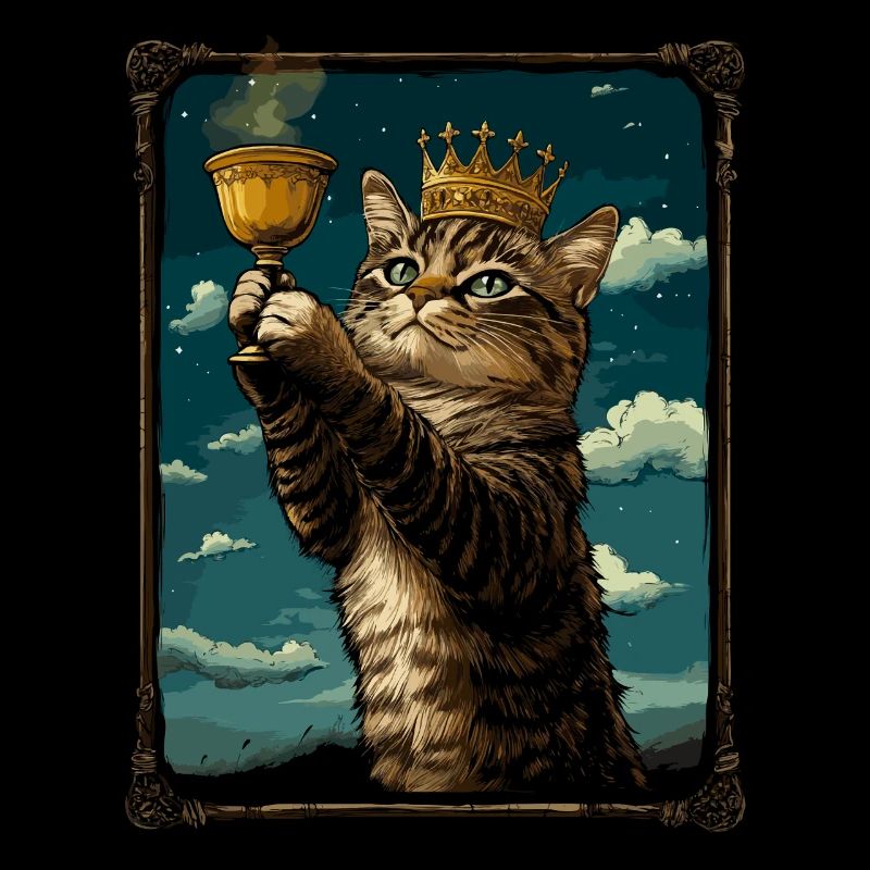 Mittelalter Katze im Bilderrahmen Kunst Krone