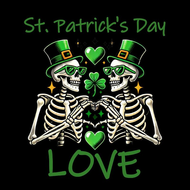 Amour de la Saint-Patrick - Squelette Coeurs Design