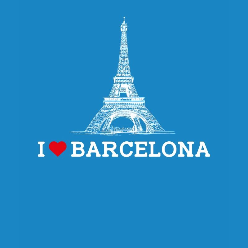 J’aime Barcelone Cool Tower Eiffel Coeur Drapeau Jeu de mots