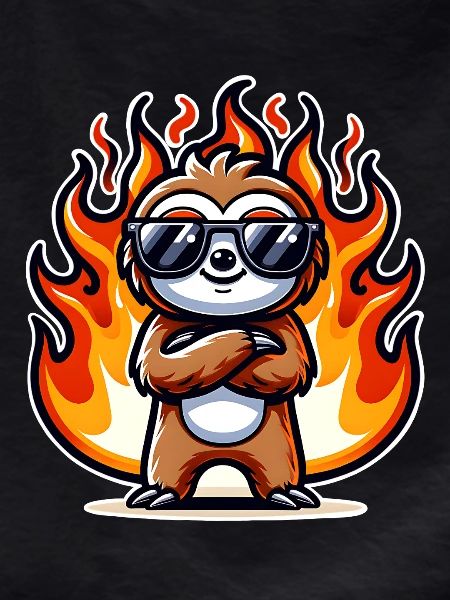 Sloth Cool Flames Fire