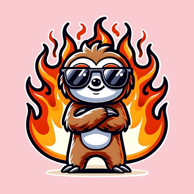 Sloth Cool Flames Fire