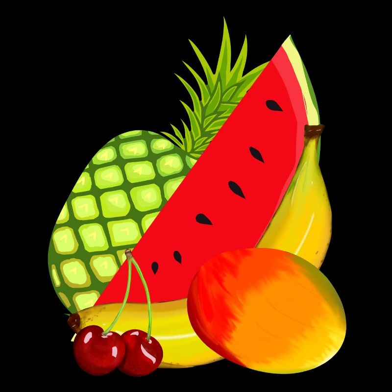 Fruit, melon, pineapple, mango, cherry, banana