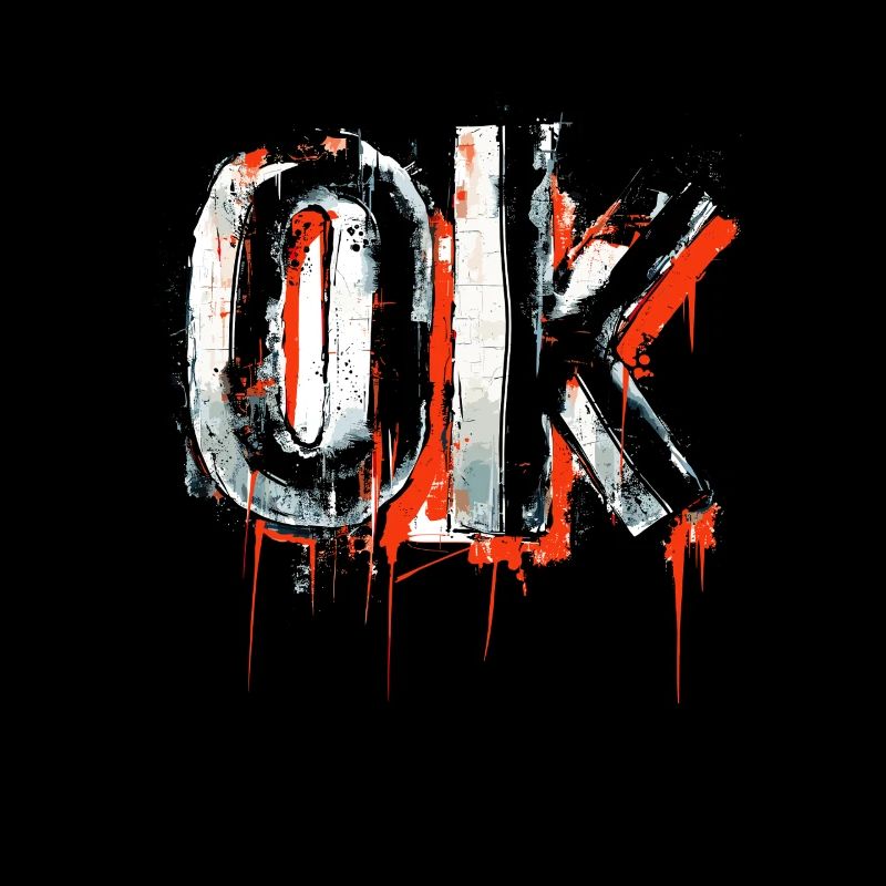 design expressif Ok Graffiti en blanc et