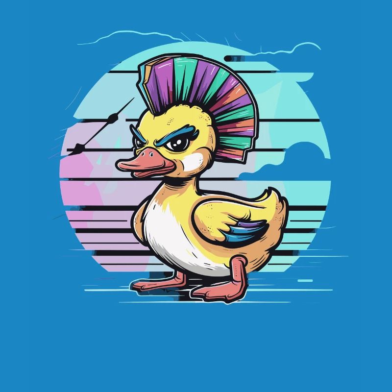 Punk duck avec mohawk arc-en-ciel devant