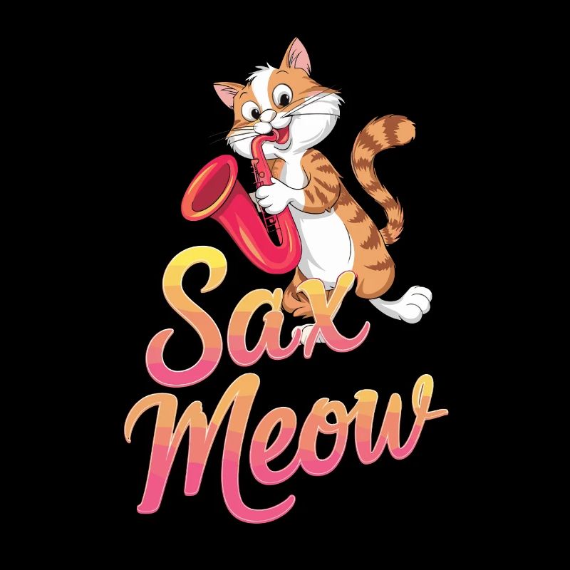 Sax Meow Chat Jouant Du Saxophone Drôle