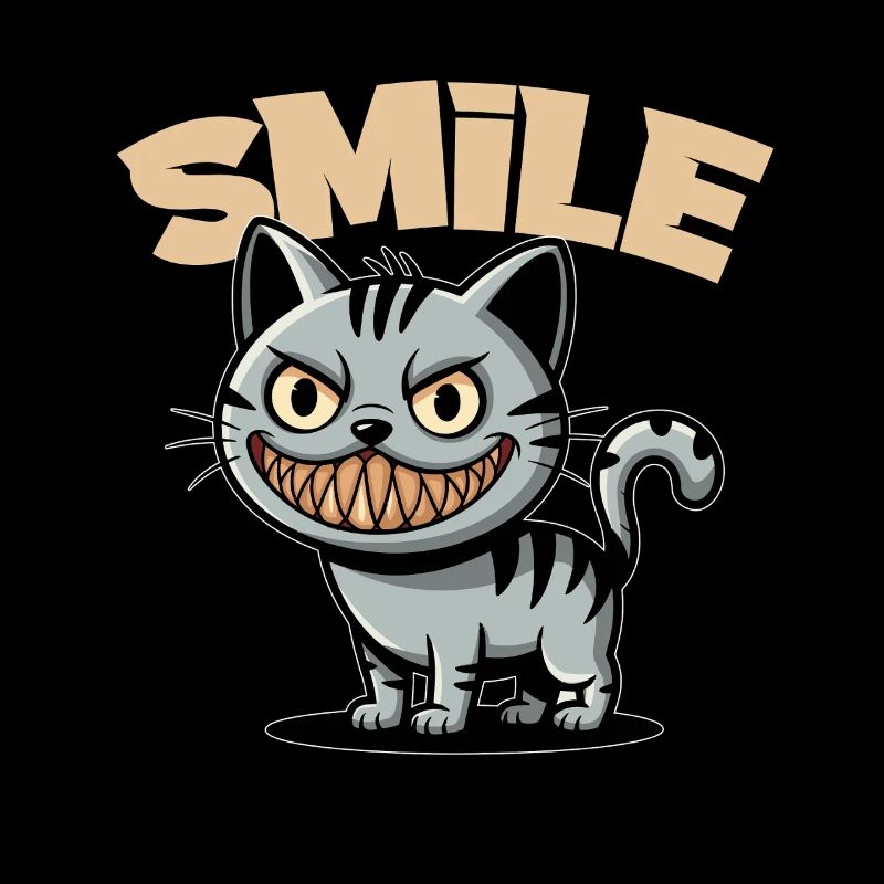 Lächeln Katze Grinsen Comic Stil Smile