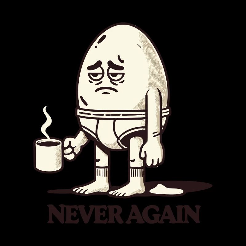 Tired Morning Egg with Coffee – "Never Again"