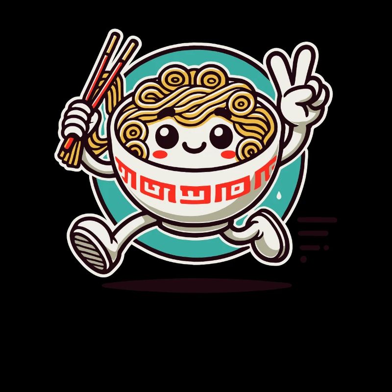 Bol de ramen en cours d’exécution avec signe de paix