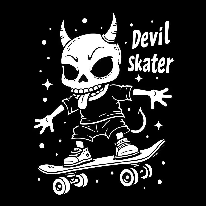 Devil Skater – Squelette cool sur skateboard